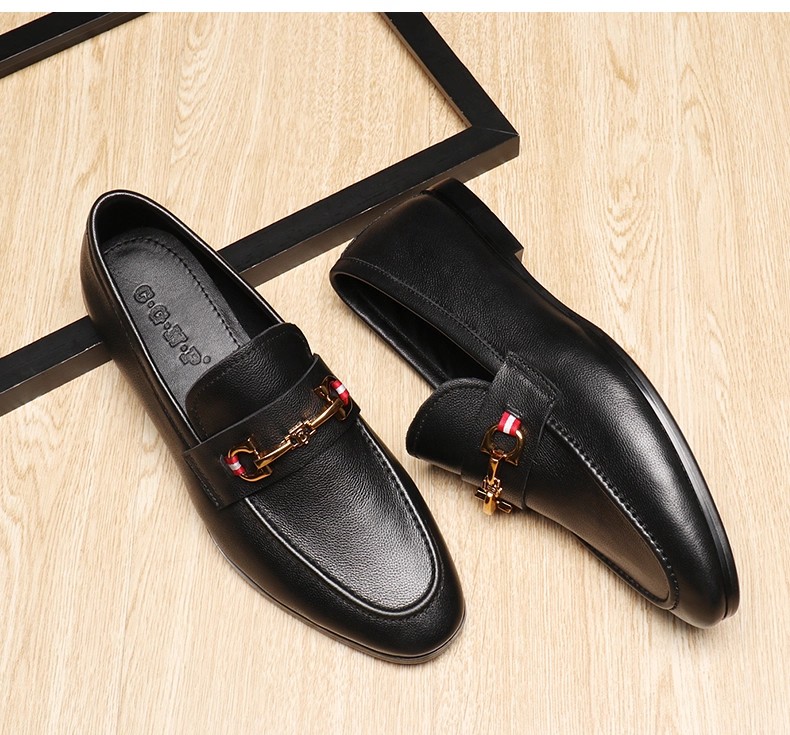 British men's loafers soft leather soft sole buckle genuine leather men's shoes trendy shoes business casual leather shoes
