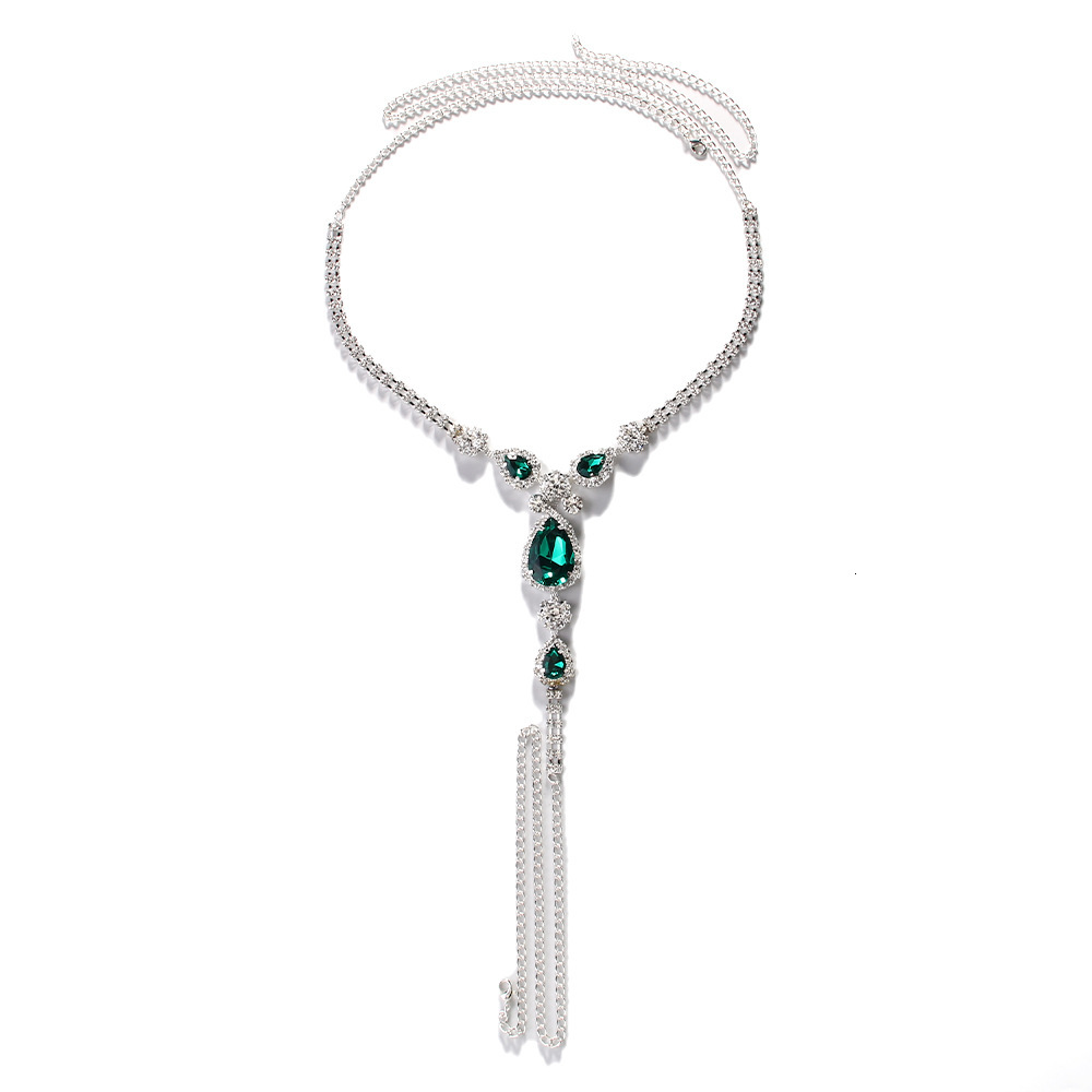 Water Drop Green Diamond Panty Chain Sexy Erotic Iced out Body Chain Club Accessory Body Chain Bling Bling
