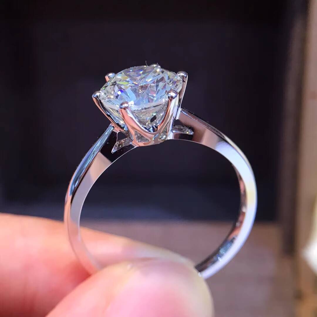 Factory Good Price Moissanite Gemstone 925 Sterling 3ct Silver Round Shape Diamond Eternity Rings White Jewelry Women