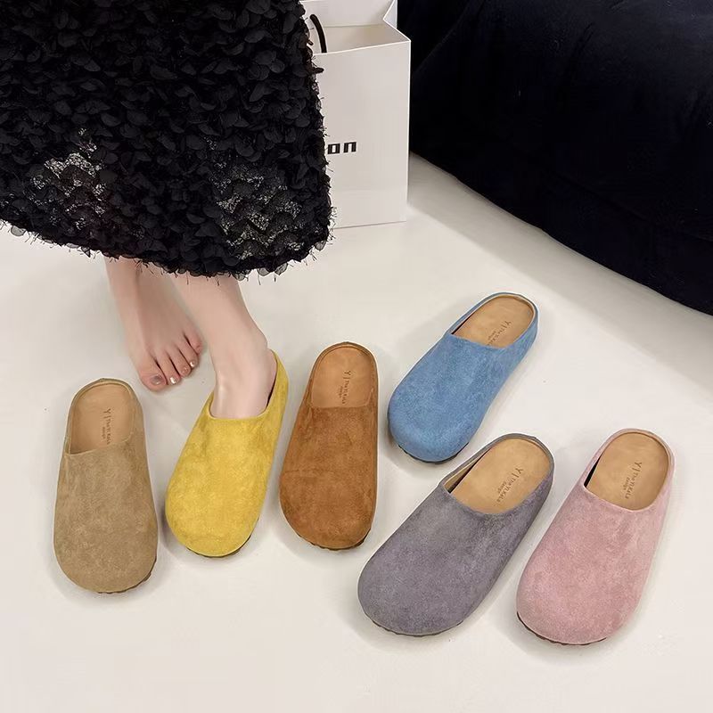 Thick-soled flip-top half-slipper women's outerwear 2025 autumn/Winter new style paired with skirt retro single shoe trend