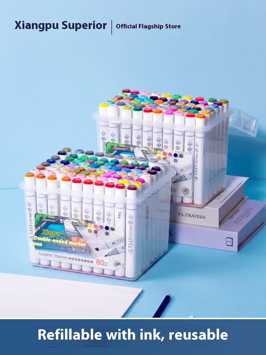 Shupumak Pen - Specialized for Students' Art - Children's Water-Soluble Oil-Based Anime Double-Head Drawing Pen