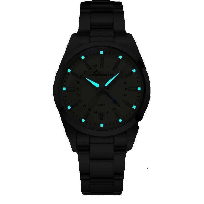 ADDIESDIVE 36Mm Analog GMT 515-24H Watch Bgw9 Luminous 100M Waterproof Stainless Steel Men's Quartz Watches Ad2065