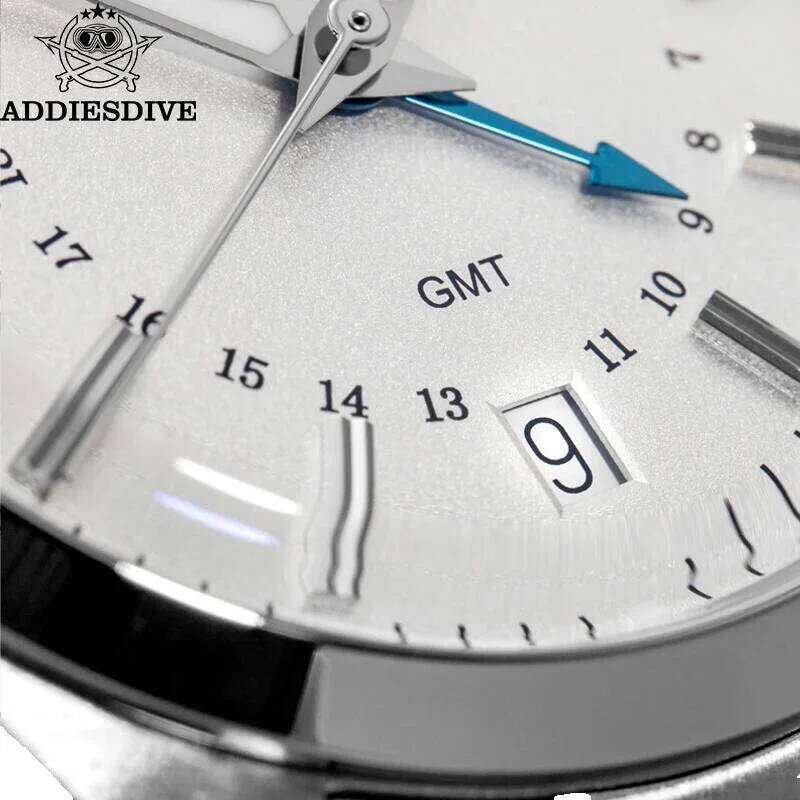 ADDIESDIVE 36Mm Analog GMT 515-24H Watch Bgw9 Luminous 100M Waterproof Stainless Steel Men's Quartz Watches Ad2065