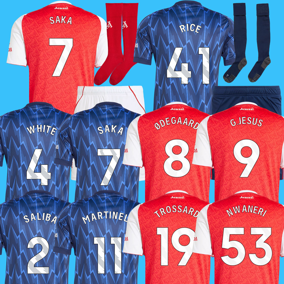 25 26 SAKA HAVERTZ RICE NWANERI GABRIEL JESUS soccer jerseys MARTINELLI football shirt 2025 2026 Camiseta de futbol men kids kits