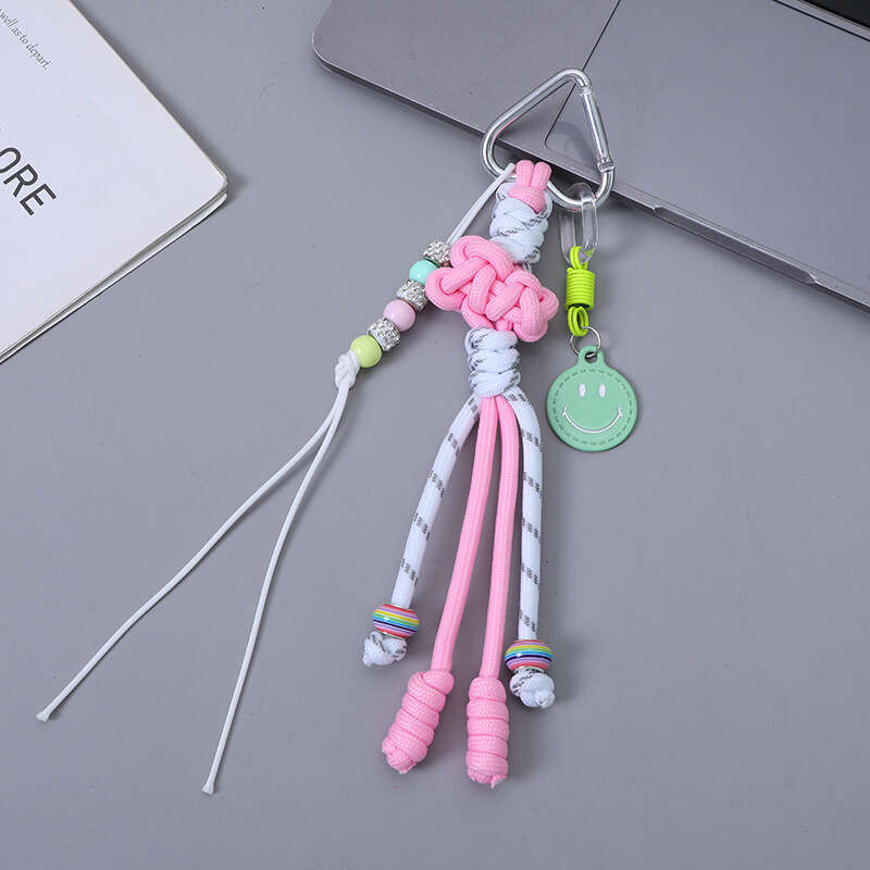 Chinese Knot Braided Tassel Smiley Face National Style Phone Pendant Handbag Backpack Lanyard Bag Accessories