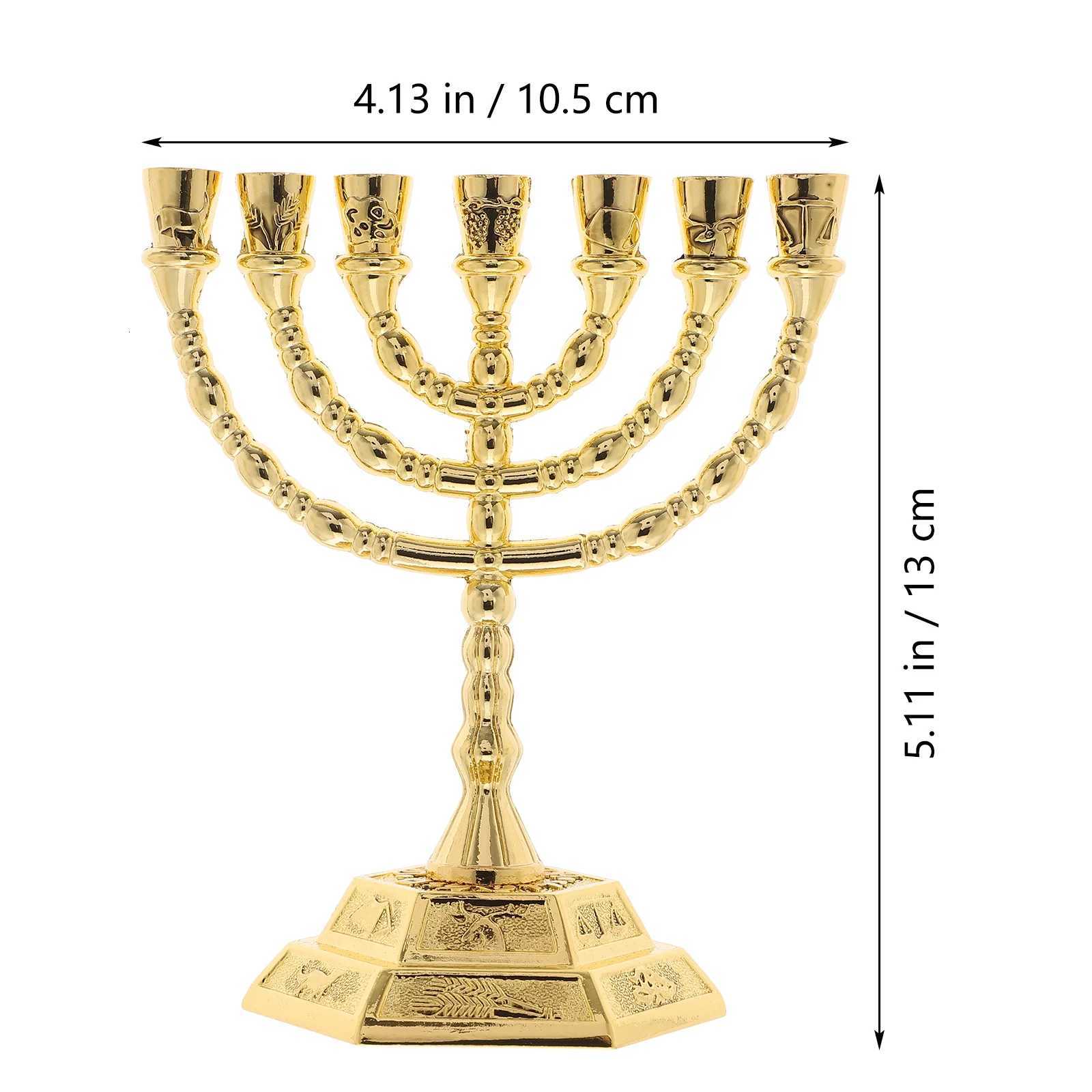 6.5cm 12cm 18cm Zinc Alloy Metal Candlestick Religious Candelabrum Vintage Menorah for Home Dining Table Office Hotel Bedroom W250721 H260310