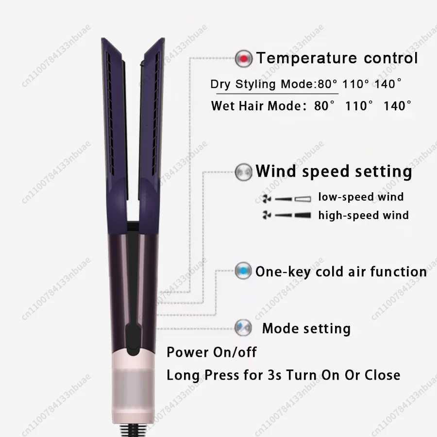 2 IN 1 Professional Hair Straightener Hair Dryer Heat-Up Hair Flat Iron Negative Ion Iron Long-Lasting Styling ToolXJ250721