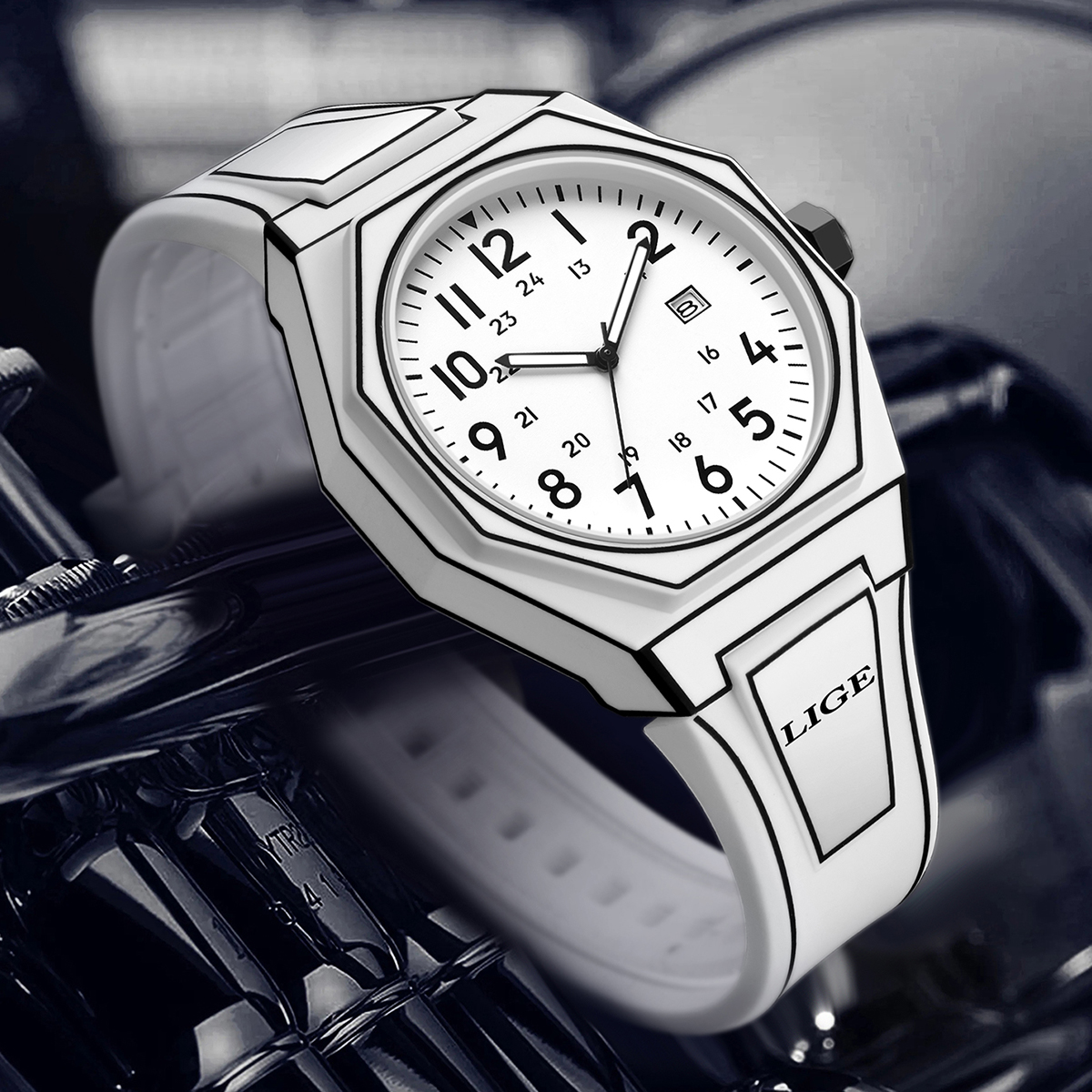 LIGE men's quartz watch simple fashion brand watch teenager's preferred watch silicone strap student exquisite watch holiday gift Waterproof