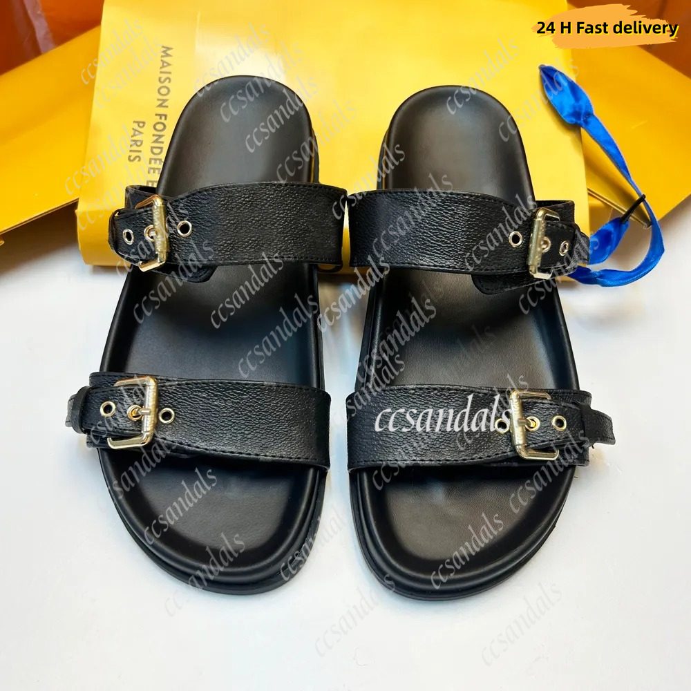 Luxury Brand Summer Sandals Designer Slippers Slides Floral Brocade Genuine Leather Flip Flops Women Shoes Sandal Effortlessly Casual shoes 35-45