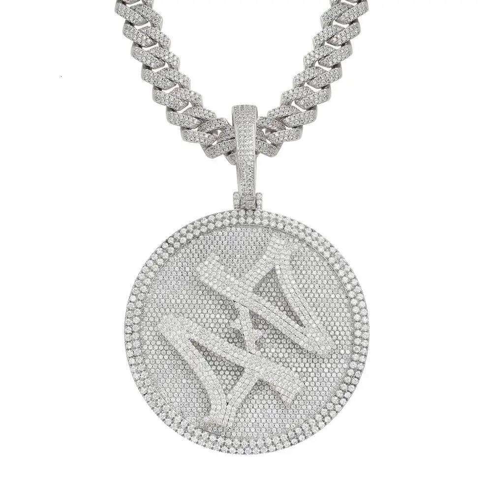 Hip Hop Claw Setting AAA+ CZ Stone Bling Iced Out Big Rotatable 44 Round Pendants Necklaces for Men Rapper Jewelry Drop Shipping