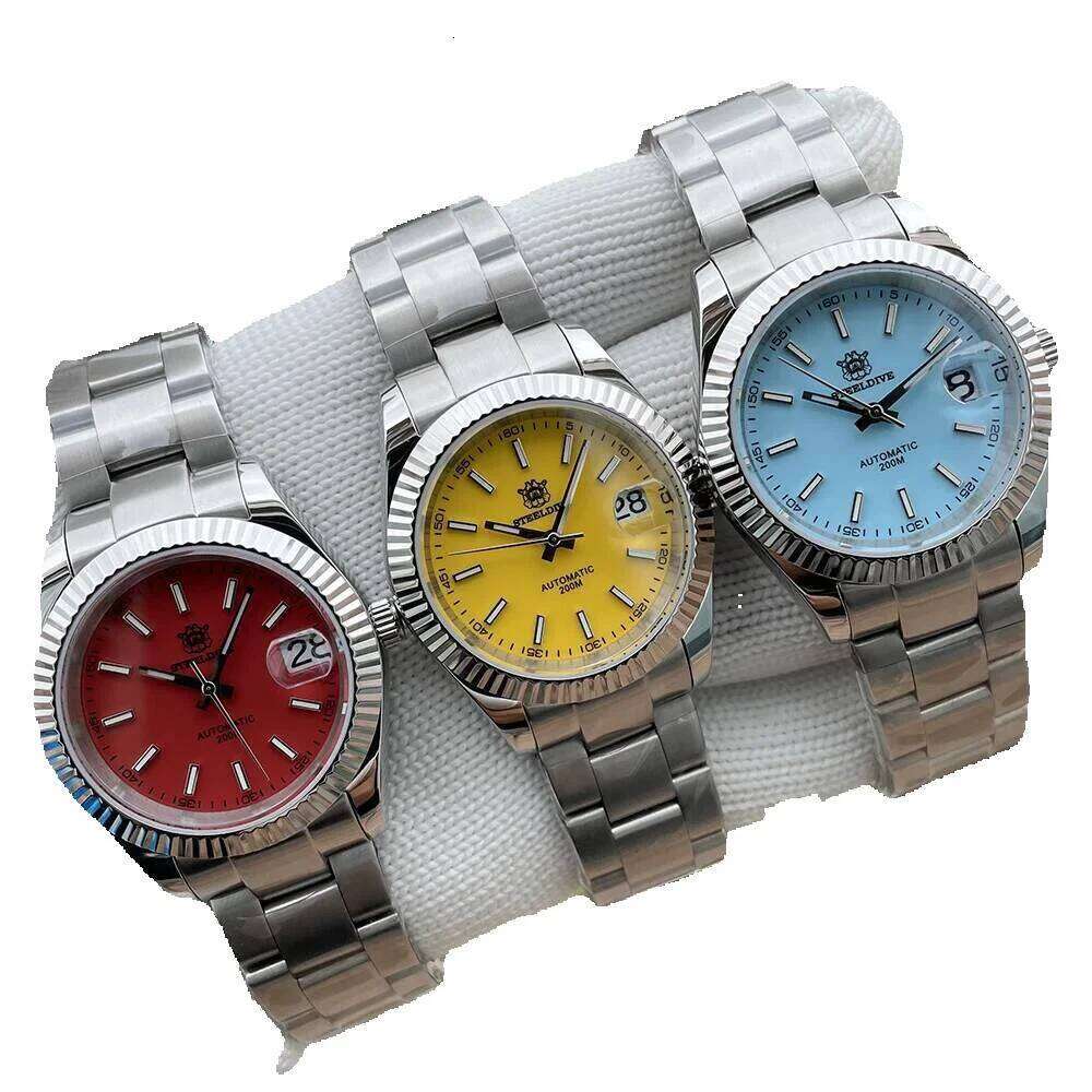 STEELDIVE Sd1933 Small Size 39Mm Stainless Steel Bracelet Sapphire Glass Bgw9 Blue Luminous Nh35 Automatic Mechanical Watch Men