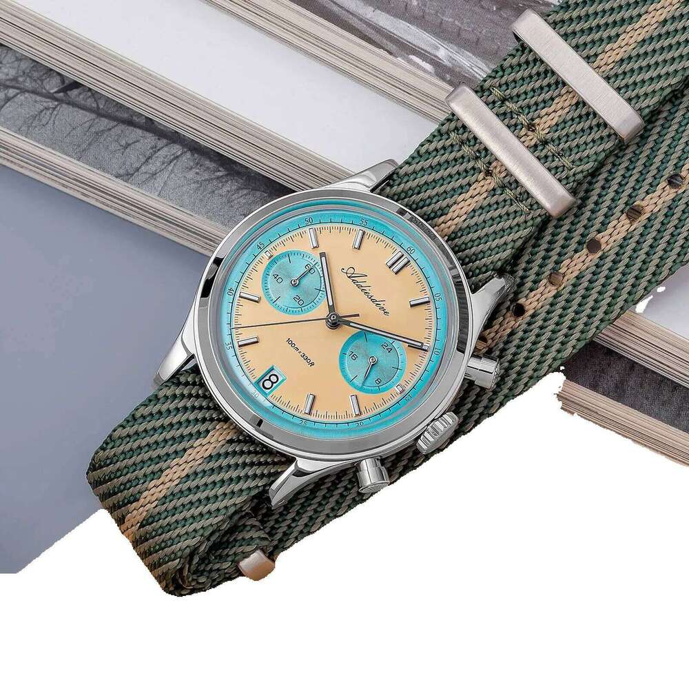 ADDIESDIVE Hot Sale Ad2095 Watches For Men Multifunction Chronograph 38Mm AR Coating Quartz Wristwatches Vk64 Waterproof Clock