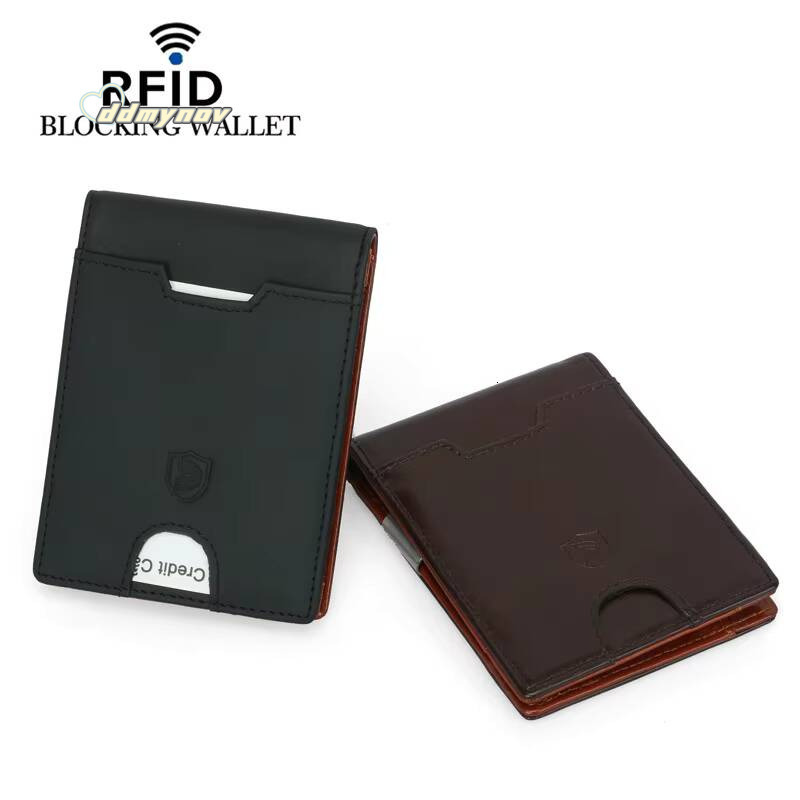 Genuine Leather Mens Wallet With Coin Pocket Credit Card Holder Purse For Man Portable Bifold Clamp Male Money Bag Metal Clip ddmynov