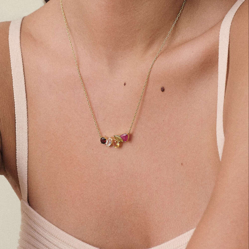 Luxury jewelry designer energy crystal lucky gemstone non fading Ins niche ruby collarbone chain versatile zircon inlaid temperament necklace jewelry  - view 4