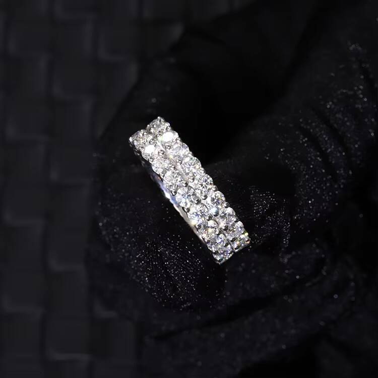 Ready to Ship Round Shape VVS Moissanite Diamond 925 Sterling Silver Gold Plated Iced Out Moissanite Ring for Hip Hop Life