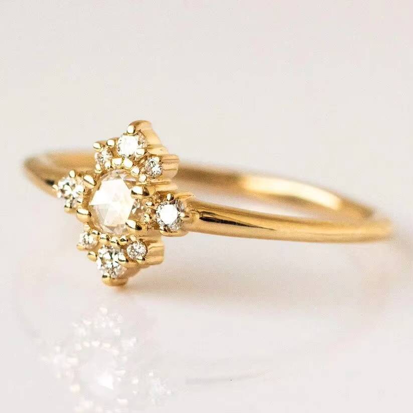 Natural Moissanite 925 Sterling Silver 18k Gold Plated Fashion Jewelry Engagement Anniversary Wedding Rings