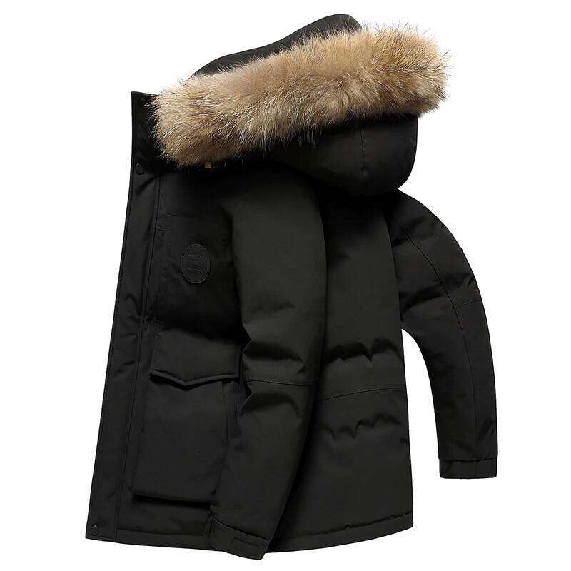 Casual Winter Men's Warm Duck Down Jackets Streetwear Fur Collar & Hat Detachable Hooded Puffer Coat Outdoor Thick Padded Parkas