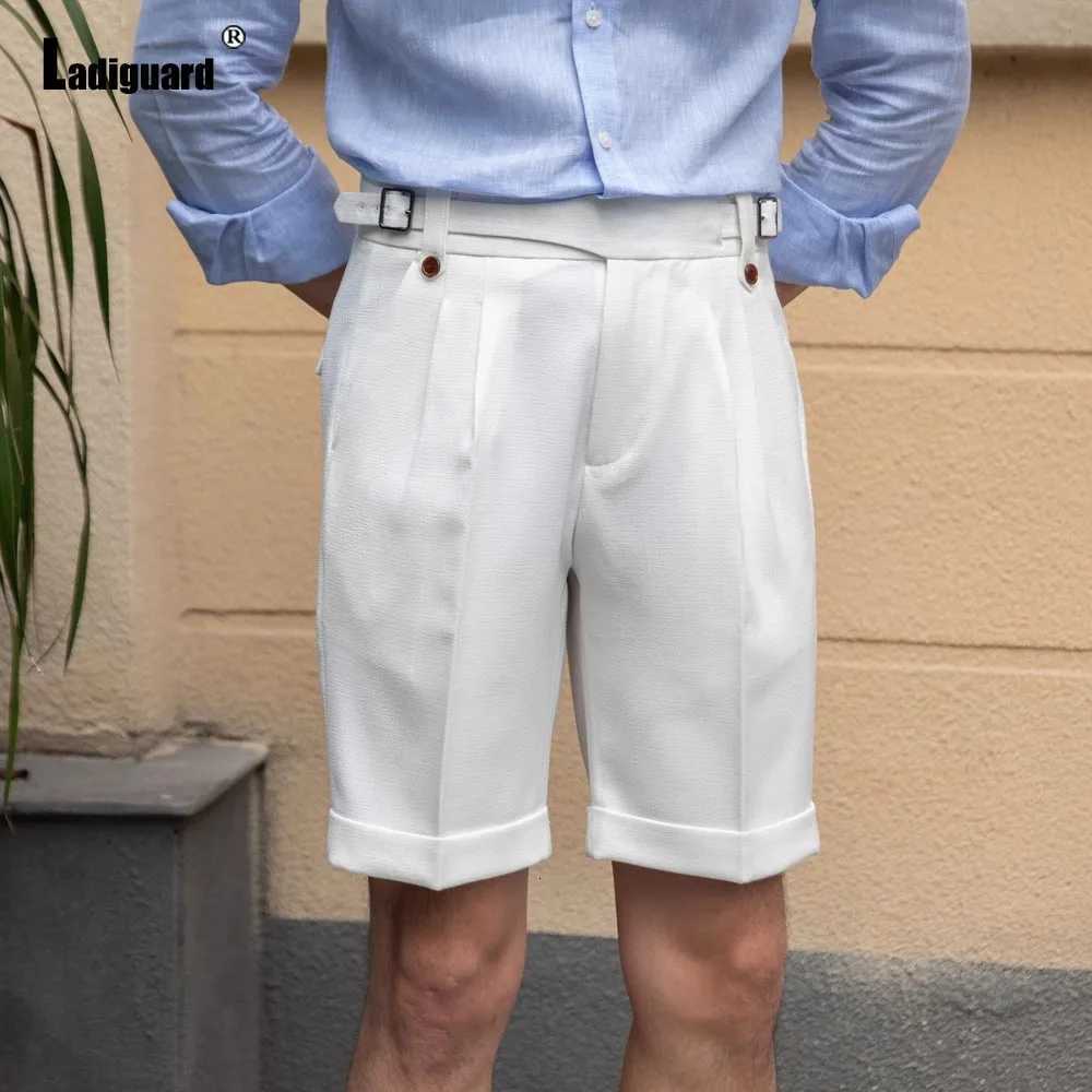 2025 Mens Elegant Formal Party Wedding Shorts Sexy Adjustable Belt Naples Shorts Mens Stand Pocket Casual Suit Half Pants New XJ250721