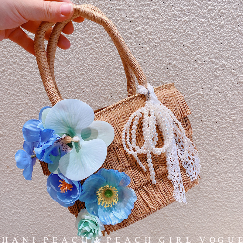2025 Summer new women's crossbody bag new women's bohemian style vacation handbag oil painting dopamine straw bag women's shoulder bag 