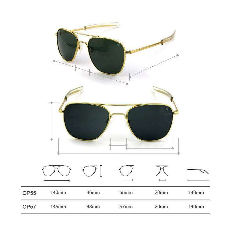 AO Sunglasses Man American Army Military Aviation Pilot Polarized Sun Glasses Woman Brand Vintage Metal Titanium Frame