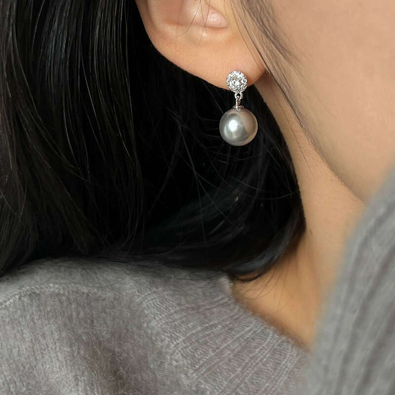 Tiqi S Pure Sier Simple Shijia Pearl for Women French Style Light Versatile High-end Earrings