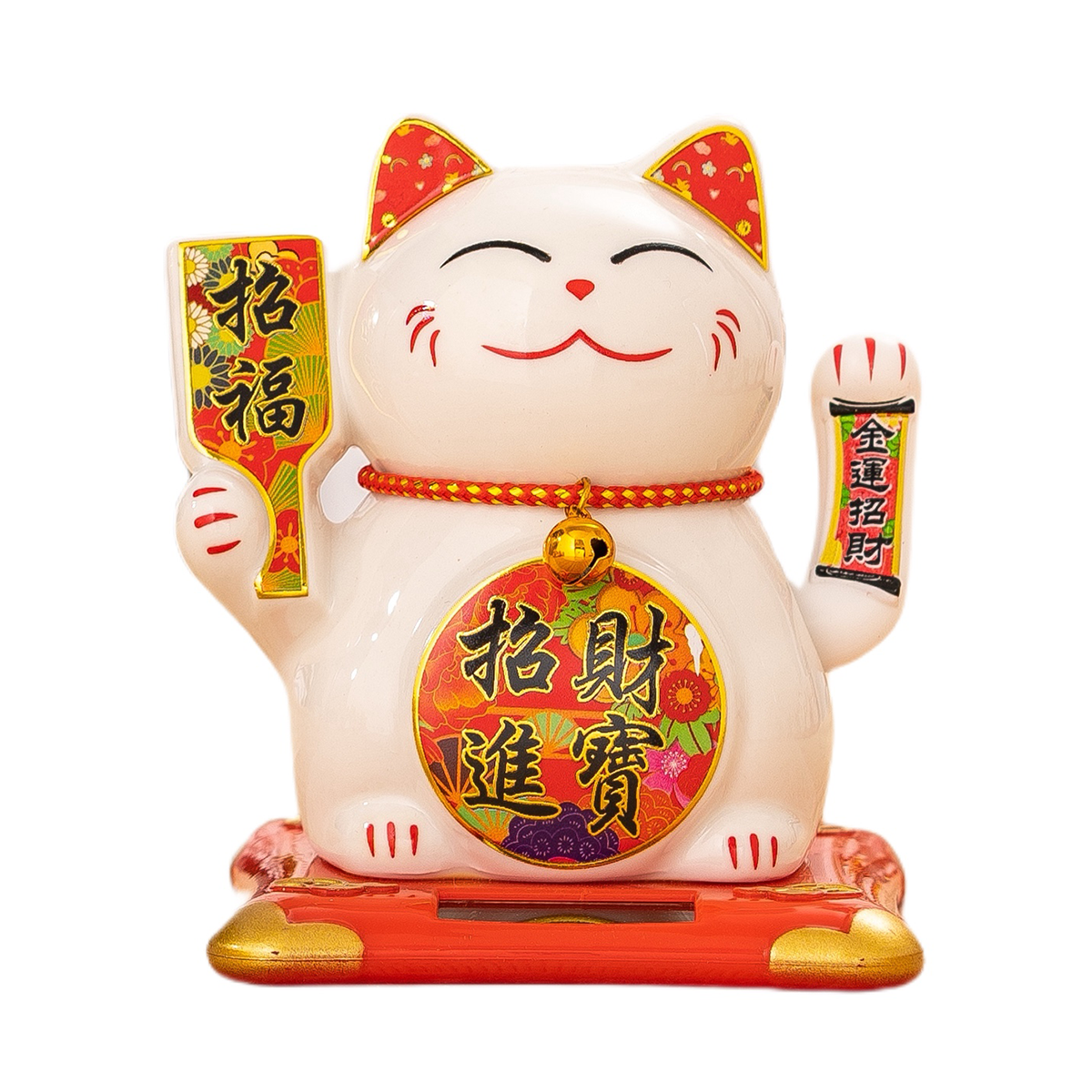 Solar Ceramic Cat Ornament for Cars - Wealth Attraction Decorative Piece No need to charge Home decorations T401 - 2