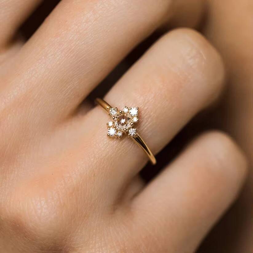 Natural Moissanite 925 Sterling Silver 18k Gold Plated Fashion Jewelry Engagement Anniversary Wedding Rings