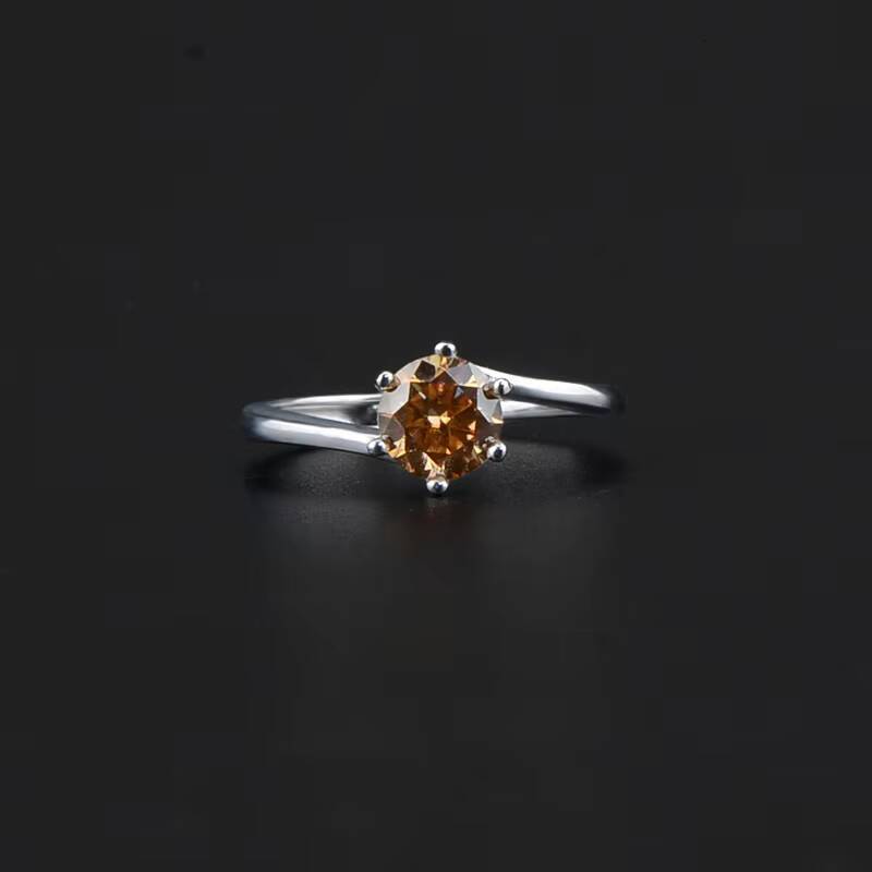 Classic 1ct Six-claw Moissanite Ring Female S925 Silver Proposal Diamond Ring Valentines Day Gift Adjustable Wedding Band