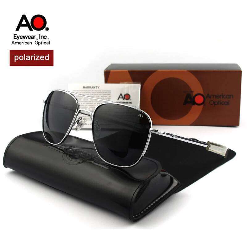 AO Sunglasses Man American Army Military Aviation Pilot Polarized Sun Glasses Woman Brand Vintage Metal Titanium Frame