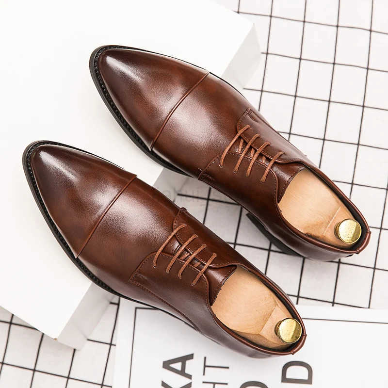 Men Dress Pointed Derby Shoes Luxury Business Social Suits Quality Handmade Fashion Wedding Shoes for Men New Formal Shoes M250721
