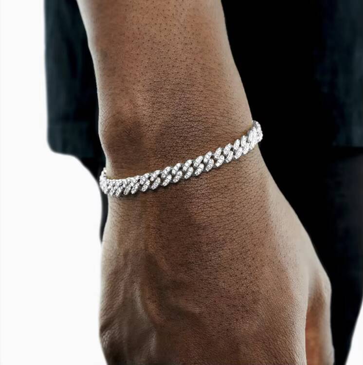 RTS Single Row 6mm Hip Hop Cuban Link Chains Solid 925 Silver Shining VVS Moissanite Chains for Men Women Bracelet Necklace