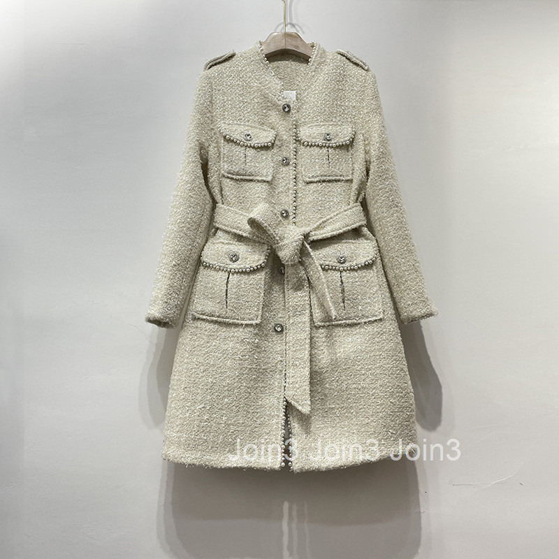 French Style Fashion Designs Coat for Women Winter New Heavy Beaded Tweed Coat Internet Celebrity Douyin