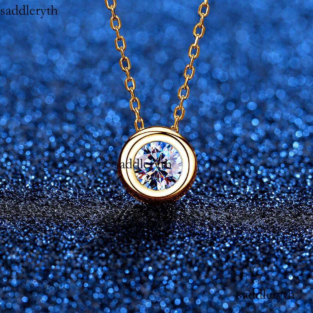 AU750 Real Gold Moissanite Dia Necklace Fine Jewelry For Woman Wedding Proposal Gift Present