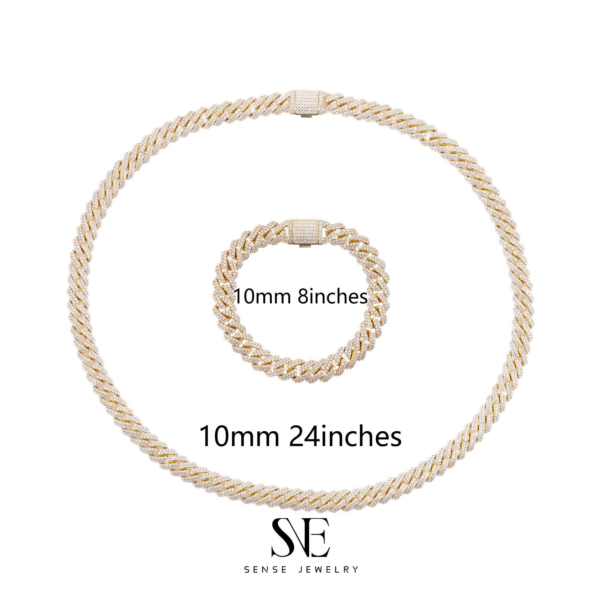 Elegant Durable Handcrafted Hip Hop Miami Cuban Link Wedding Jewelry Set Moissanite Bracelet Bangle
