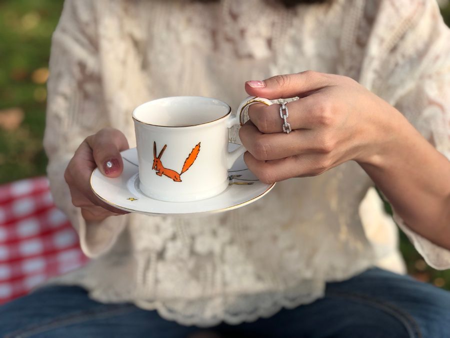 Fashionable Copper Linked Chain with Lab Diamonds - Elegant Engagement & Wedding Band