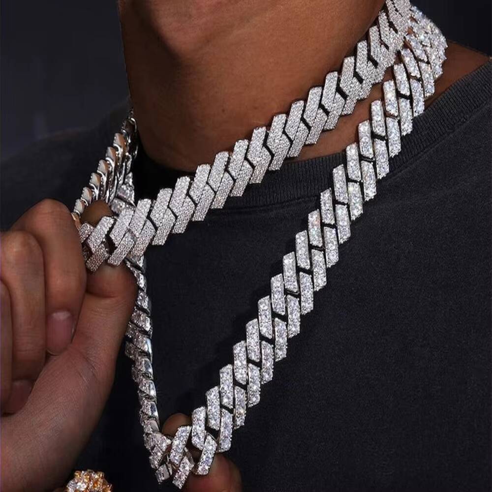 Custom New Cuban Chain 16mm 18mm 20mm Full Diamond Moissanite Jewelry 925 Sterling Silver Original Design Diamond Necklaces