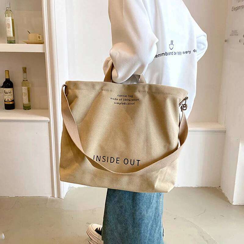 Large capacity commuter canvas messenger Laptop Simple all-in-one Tote Academy girl crossbody bag zwq
