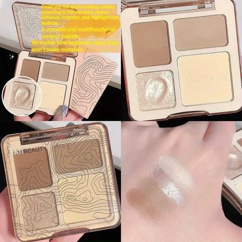 TATIBEAUTY 4-Color Contour Palette Matte Brightener and Shimmer Highlight-Versatile Multi-Use Palette for Eyeshadow Contouring W250722