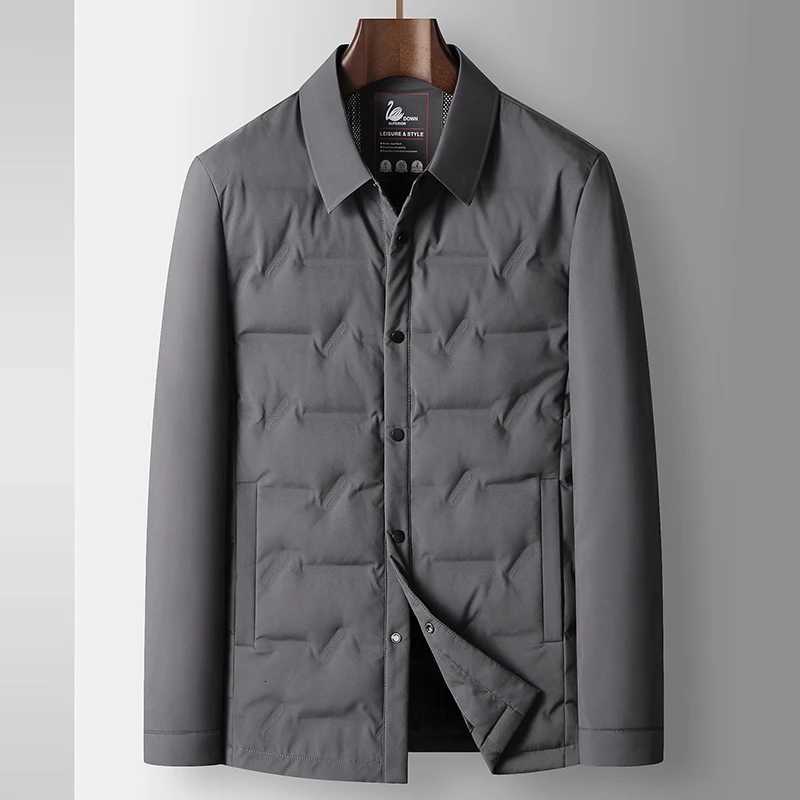Mens Lightweight 90% White Duck Down Jacket 2025 Autumn Winter Casual Warm Puffer Coat Outerwear Solid Color Padded Parka Clothes W250722