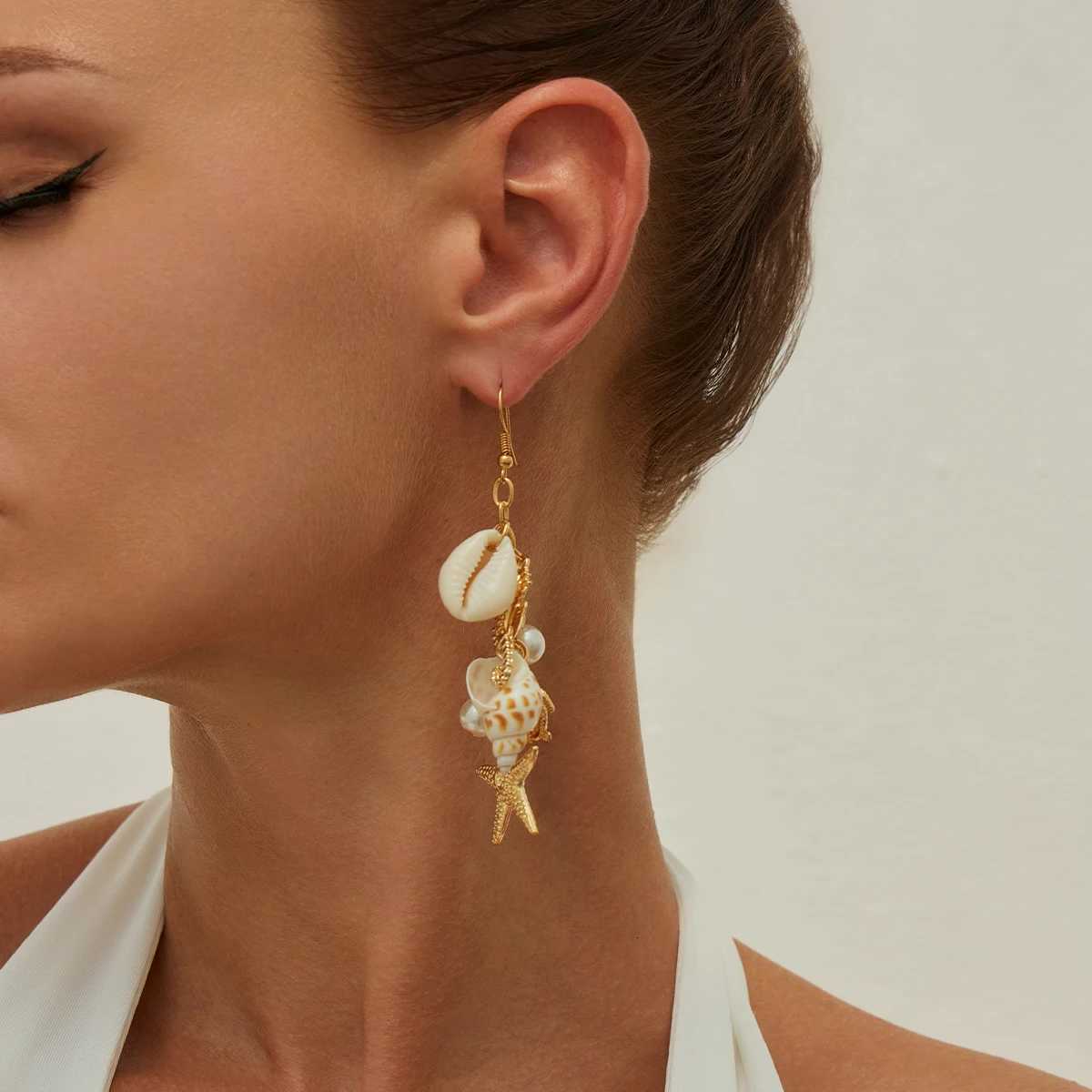 ingemark Y2K Boho Starfish Scallop Long Tassels Drop Earrings for Women Summer Beach Piercing Hanging Earrings Wedding Jewelry XJ250722