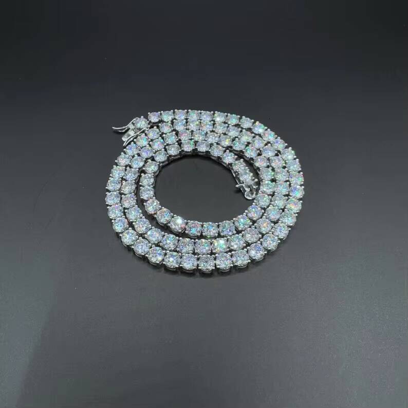 Wholesale Price Hot Sale 5mm Tennis Chain Moissanite VVS1 Diamond S925 with Gold Plated Iced Out Pendant Necklace Tennis Chain