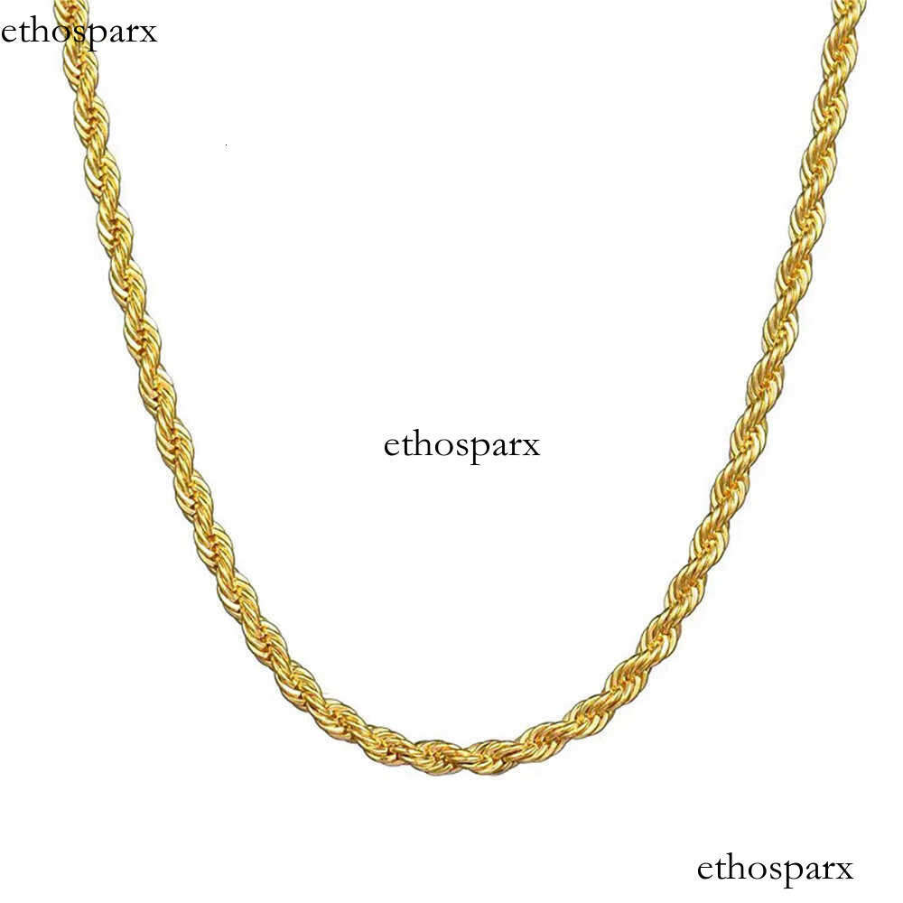 Best Selling 18K Gold Plated 316L Stainless Steel Rope Chain Necklace European Punk Titanium Steel Link Chain Rope Necklace