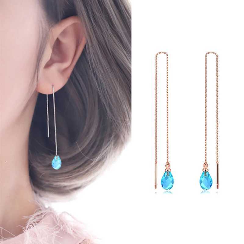 Long Hanging Chain Dangle Earrings For Women Girls Womens Colorful Crystal Tassel Ear Line Piercing Earrings Trend Jewelry KC158 XJ250722