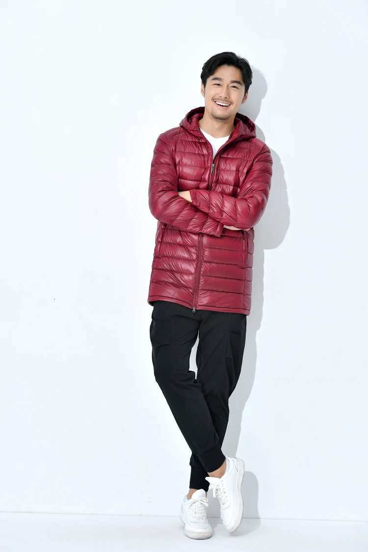 2023 New Mens Winter Lightweight Plus Size Puffer Jackets X-long 90% White Duck Down Water and Wind-Resistant Casual Coat W250722