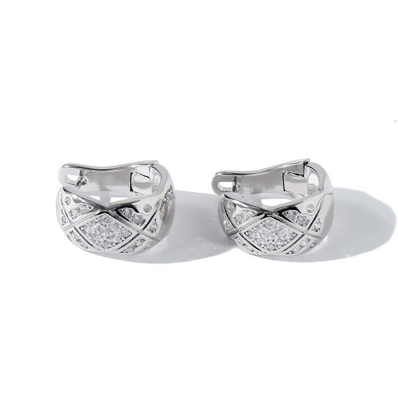 03 Dia-Studded Quilted Pattern Elegant High-End Ear Cuff Trendy Ins Style Earrings