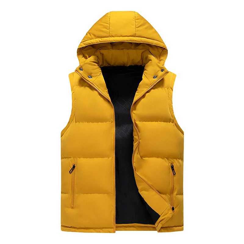Japanese Hooded Down Vest Windproof Neck Protection Warm Practical Wear Simple Solid Color Design Fashion All-purpose Style Coat W250722