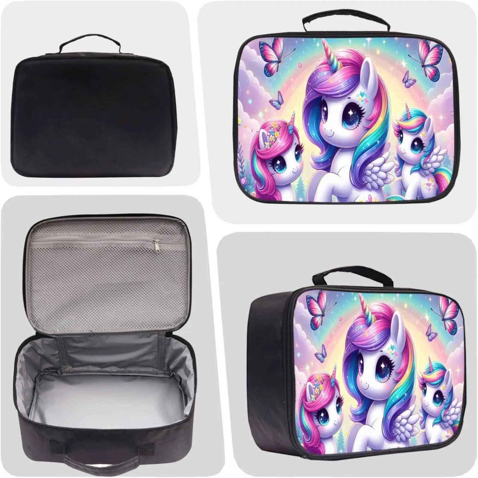 unicorn print pattern backpack exquisite and persali three-piece school bag for girls Y250722