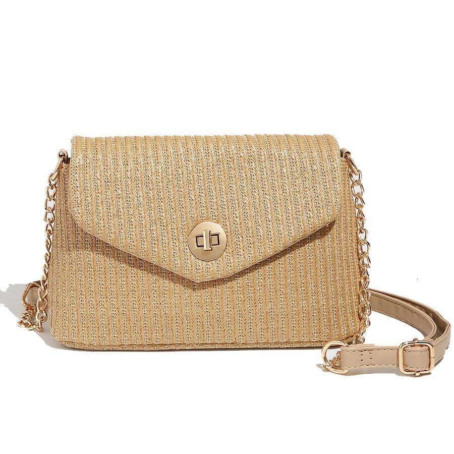 Trend Solid-Color Flip Single-Shoulder Crossbody Woven Women's Black Apricot Small Flap Bags Summer Beach Straw Handbags