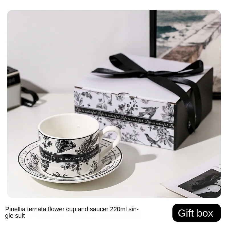 Fathers Day Gift Fine Bone China Coffee Cup Set with Saucers Floral Pattern 12oz Luxury Dishwasher Safe Morning Brew Tea Set 250722