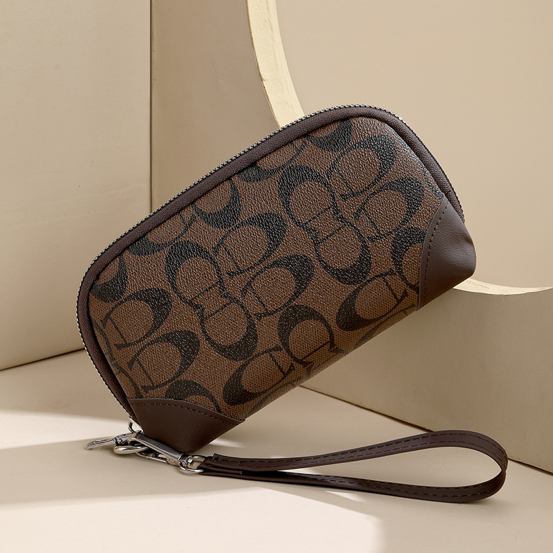 2025 Double Zipper Vintage Print Long Wallet for Women - Slim Coin Purse Organizer with Retro Pattern Design